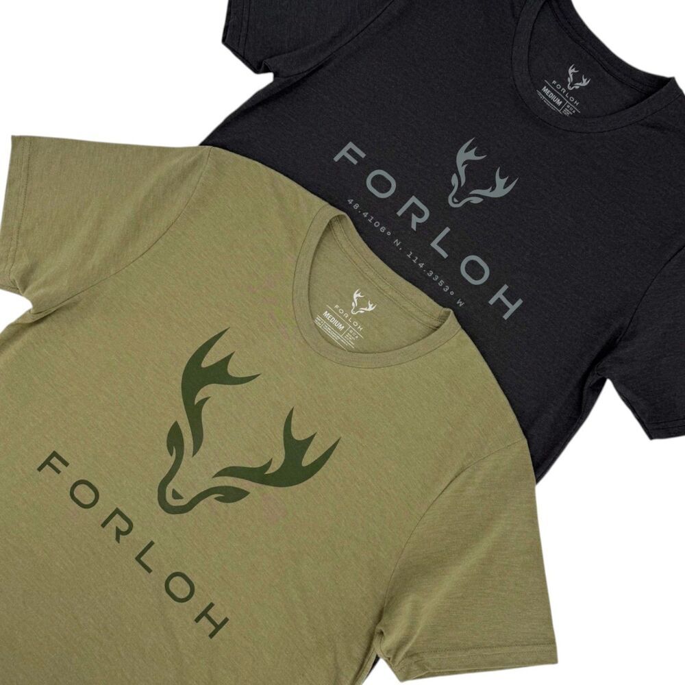 Forloh Men's Bundle of 2 Short Sleeve Graphic T-Shirts Green/Charcoal Medium